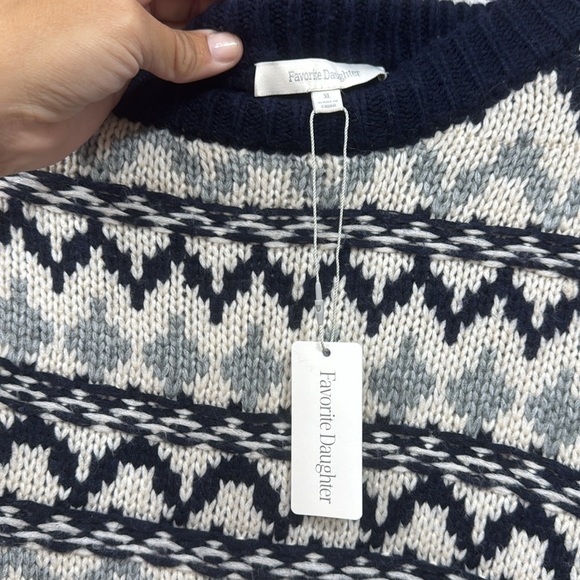 Favourite daughter sweater with hat, blue gray Fairisle - Picture 2 of 3